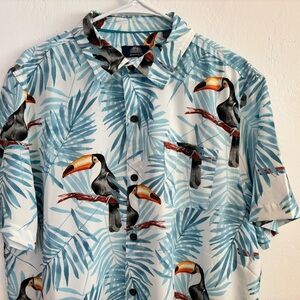 Havana Jim Hawaiian Tropical Toucan Print Men's Shirt Large